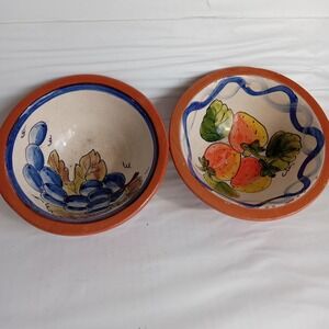 Set Of 2 Pottery Bowls Soup  Terracotta Portugal By Maria Tvares